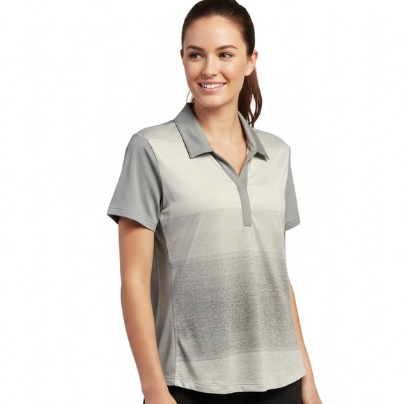 Adidas Golf Polo Shirt Size M Ombre Grey Pullover Stretch Athletic Sporty Collar - Picture 1 of 11